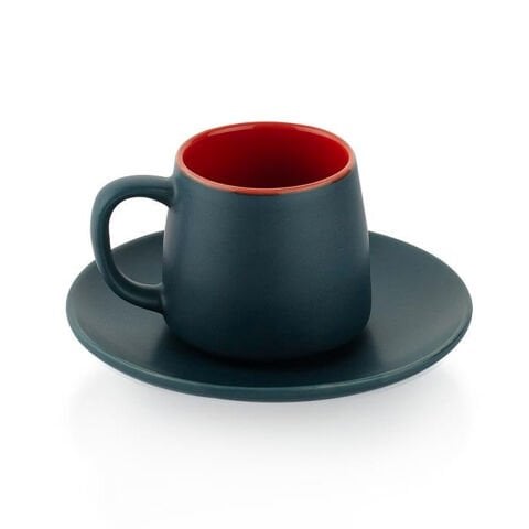 Schafer Aurora 6 Kişilik Kahve Fincan Takımı 12 Parça-Lacivert/Kırmızı