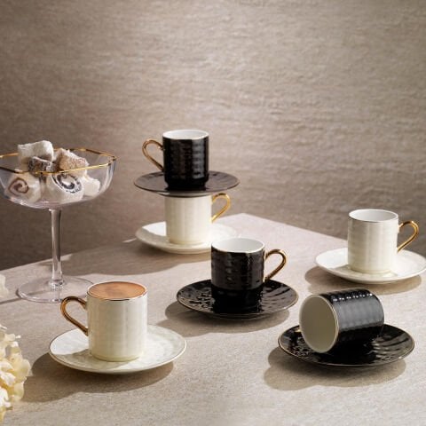 Schafer Glossy 6 Kişilik Kahve Fincan Seti 12 Parça-Asorti01