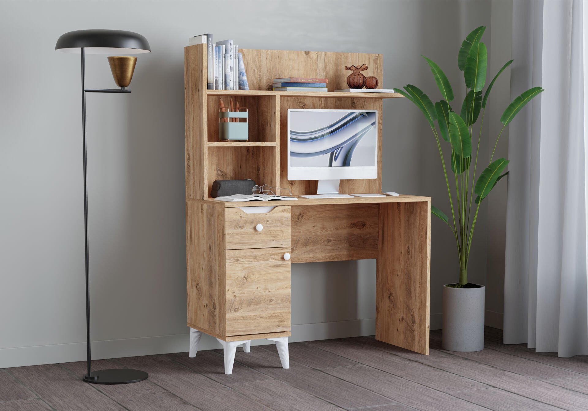 Levent Clm.0003-283, Carina Çalışma Masası Atlantik Çam Beyaz