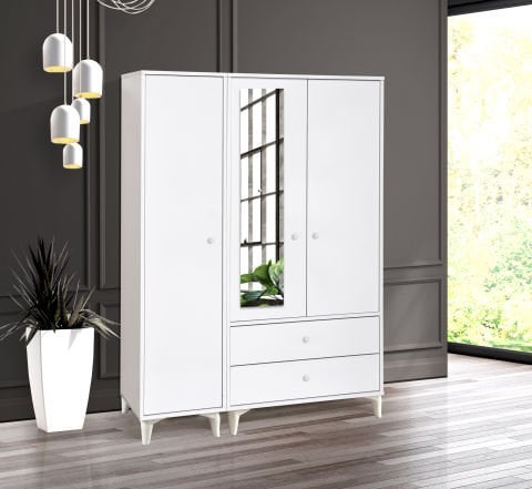 Levent Dlp.0009-203, Vera 3 Kapılı 2 Çekmeceli Dolap Beyaz