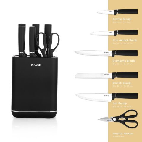 Schafer Forge Makaslı Bıçak Seti 7 Parça-Siyah