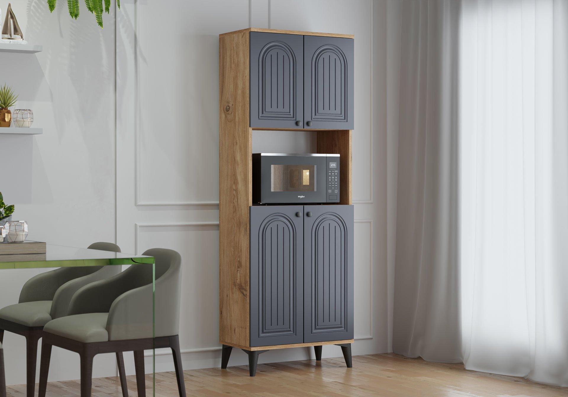 Levent Dlp.0022-285, Bohem Fırın Dolabı Atlantik Çam Antrasit