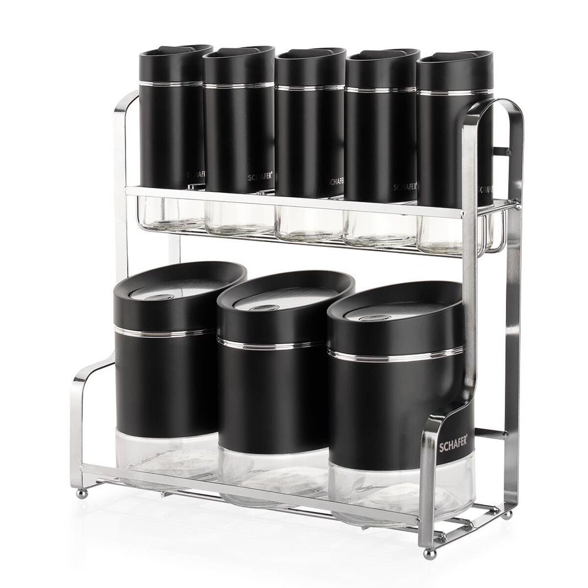 Schafer Silver Touch Baharat Takımı 9 Parça-Siyah