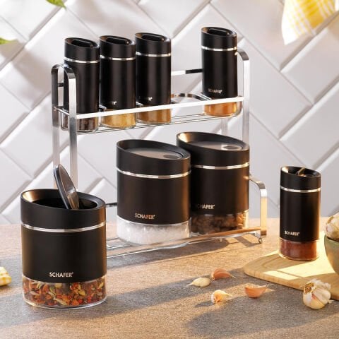 Schafer Silver Touch Baharat Takımı 9 Parça-Siyah