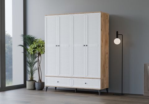 Levent Dlp.0027-283, Carina Naz 4 Kapılı 2 Çekmeceli Dolap Atlantik Çam Beyaz