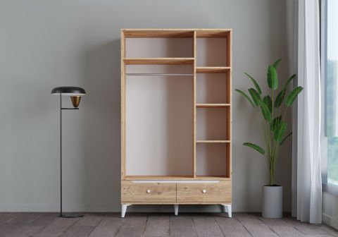 Levent Dlp.0011-283, Carina 4 Kapılı 2 Çekmeceli Dolap Atlantik Çam Beyaz