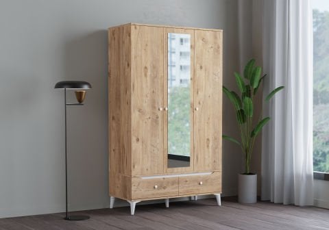 Levent Dlp.0011-283, Carina 4 Kapılı 2 Çekmeceli Dolap Atlantik Çam Beyaz