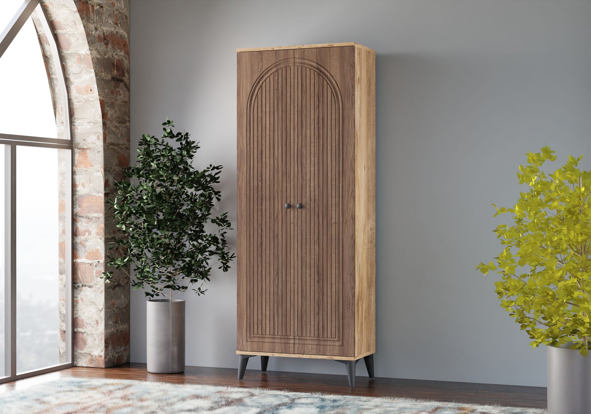 Levent Dlp.0023-246, Bohem 2 Kapılı Dolap Atlantik Çam Ceviz