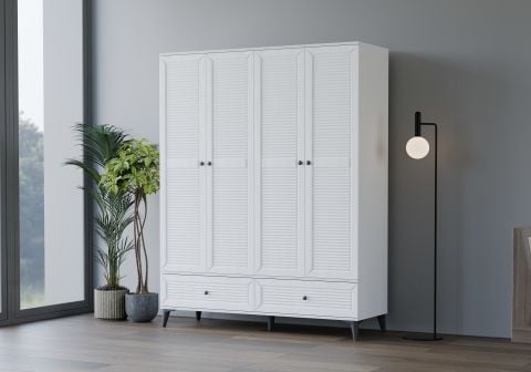 Levent Dlp.0027-203, Carina Naz 4 Kapılı 2 Çekmeceli Dolap Beyaz