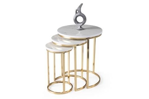 Levent Zgn.0001-498, Nil Zigon Sehpa Marmo Gold Ayak