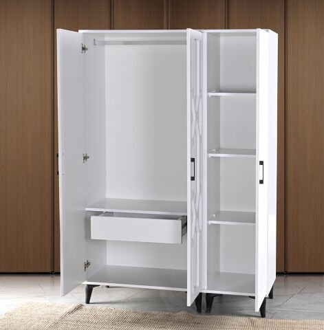 Levent Dlp.0008-218, Hope 3 Kapılı Dolap Beyaz Siyah