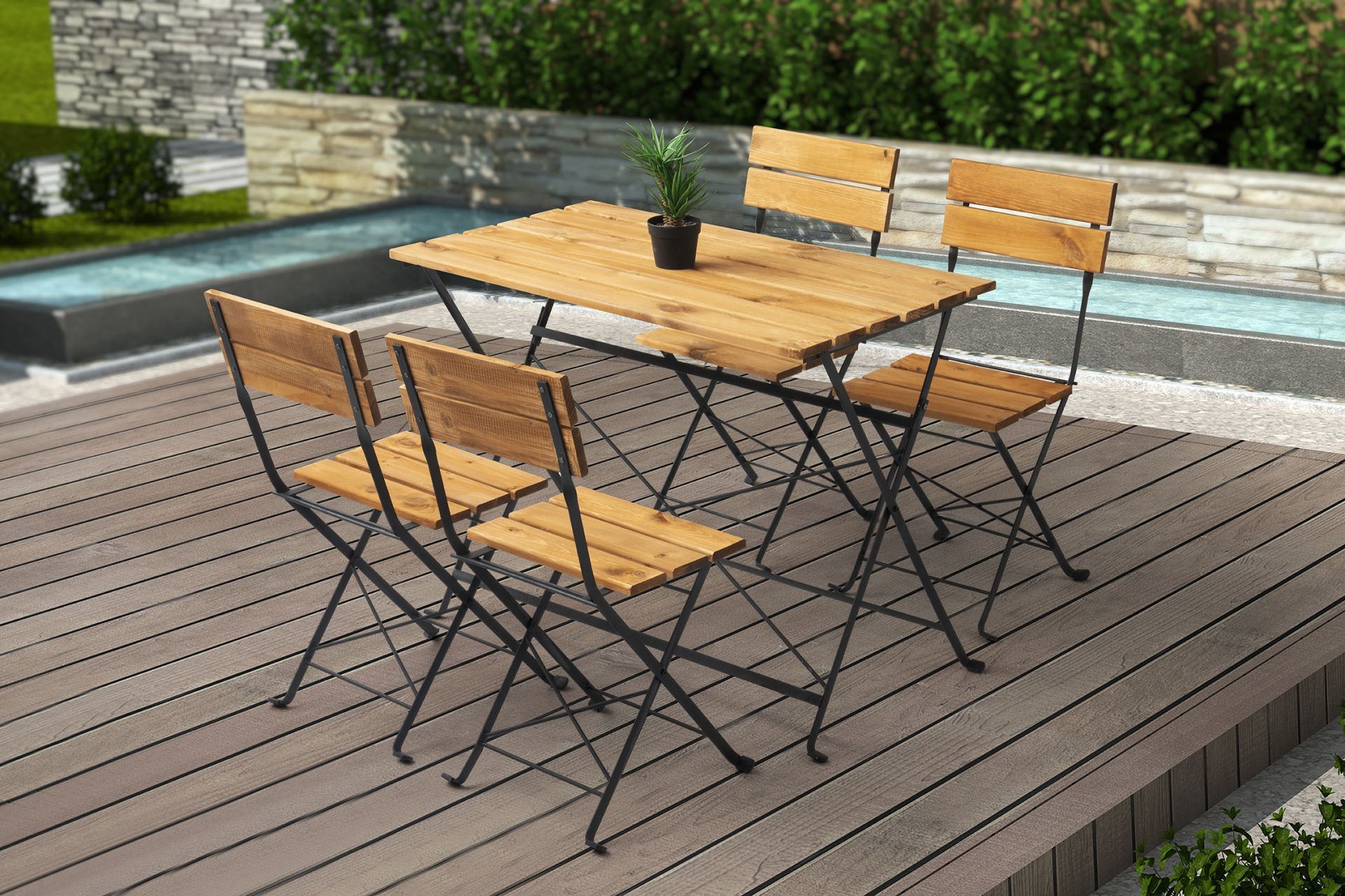 Levent Mtk.0247-475, 4 Lü Ahşap Bistro Masa Takımı