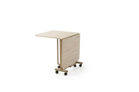 Levent Msa.0079-708, Katlanır Metal Tekerlekli Ayak Masa Traverten Capuccino