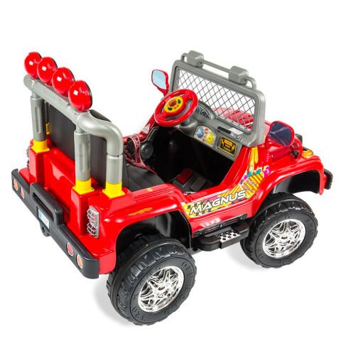 Aliş 504-Kırmızı Mega Jeep Çift Kişilik Akülü Araba