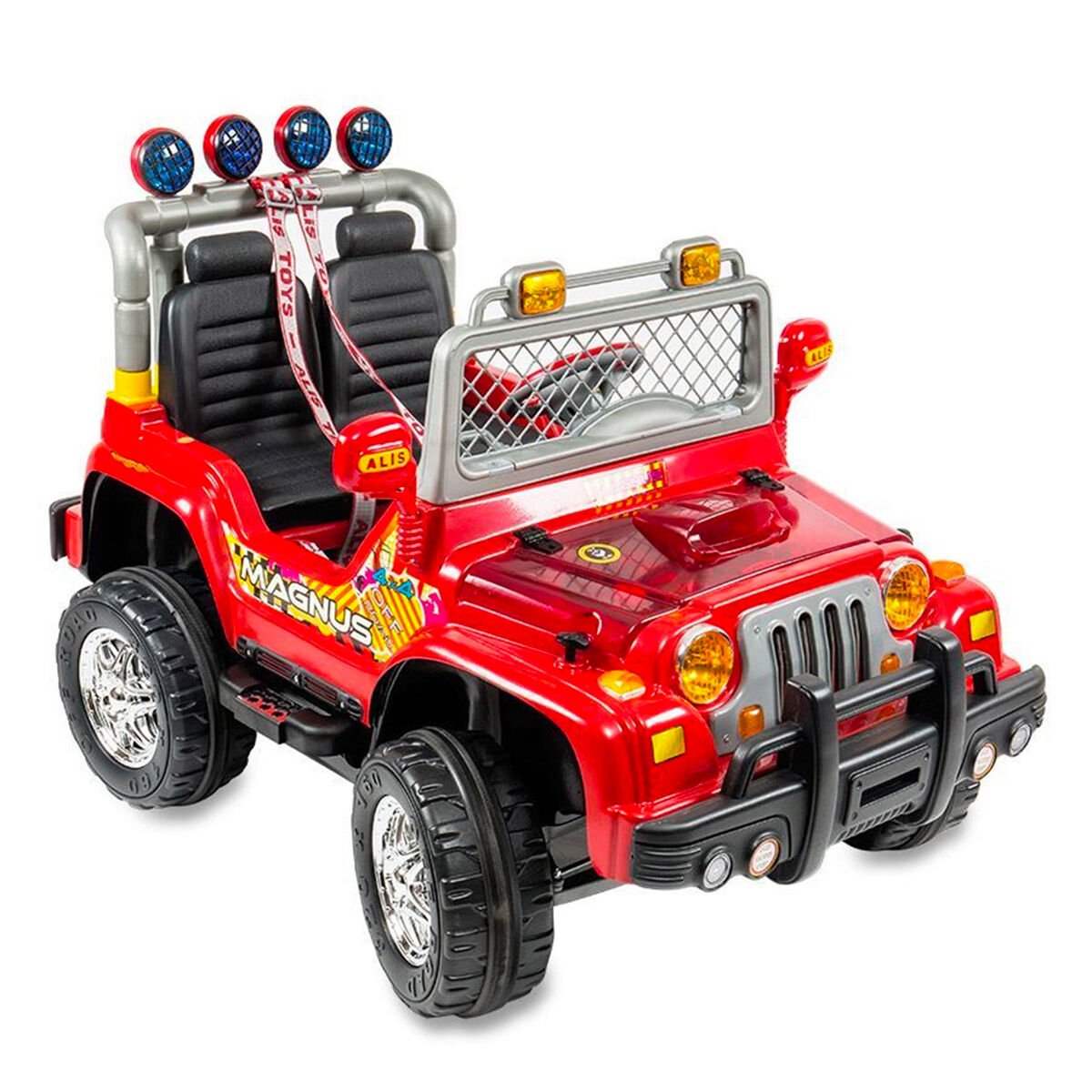Aliş 504-Kırmızı Mega Jeep Çift Kişilik Akülü Araba