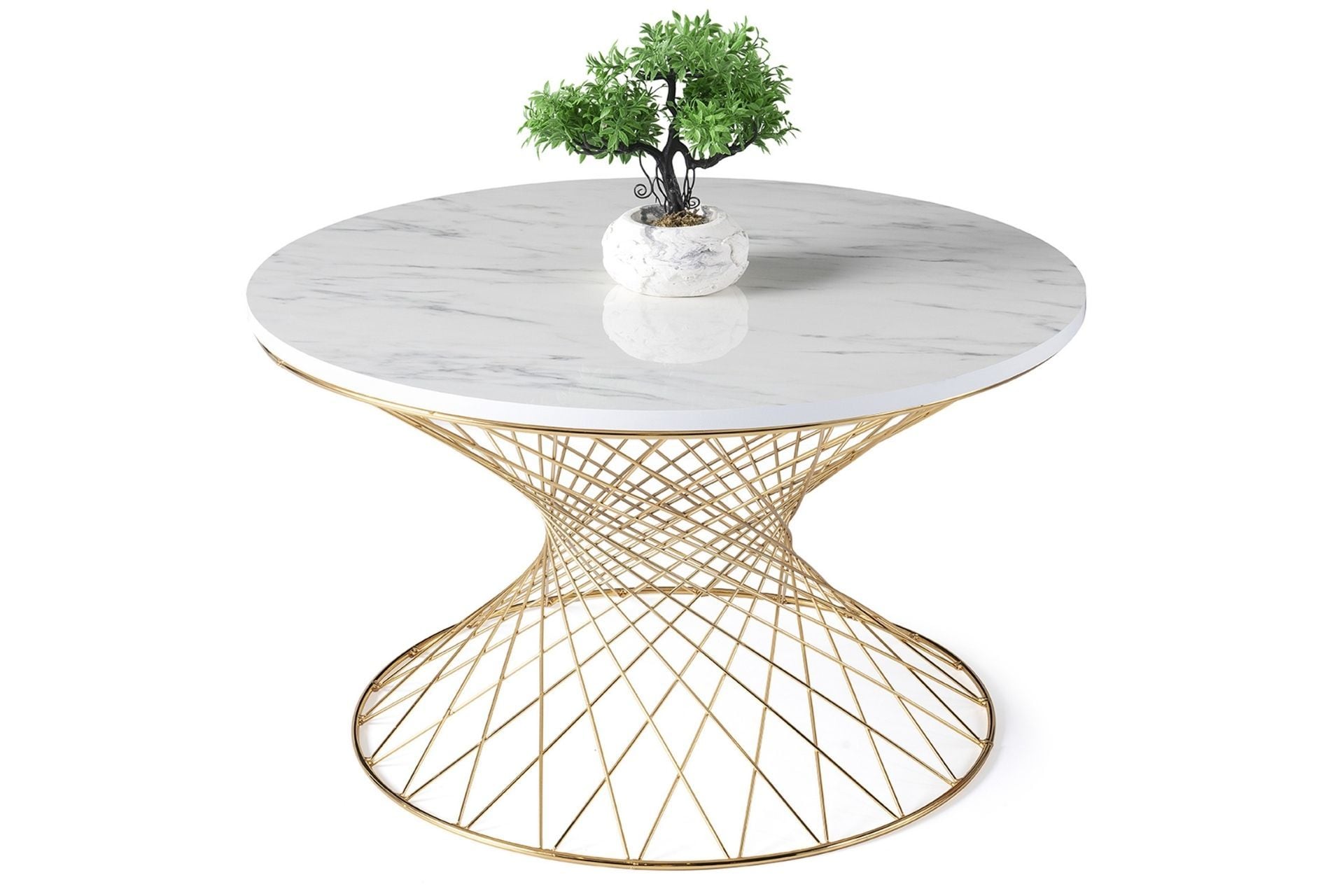 Levent Ort.0008-498, Cestino Orta Sehpa Marmo Gold Ayak