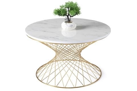 Levent Ort.0008-498, Cestino Orta Sehpa Marmo Gold Ayak