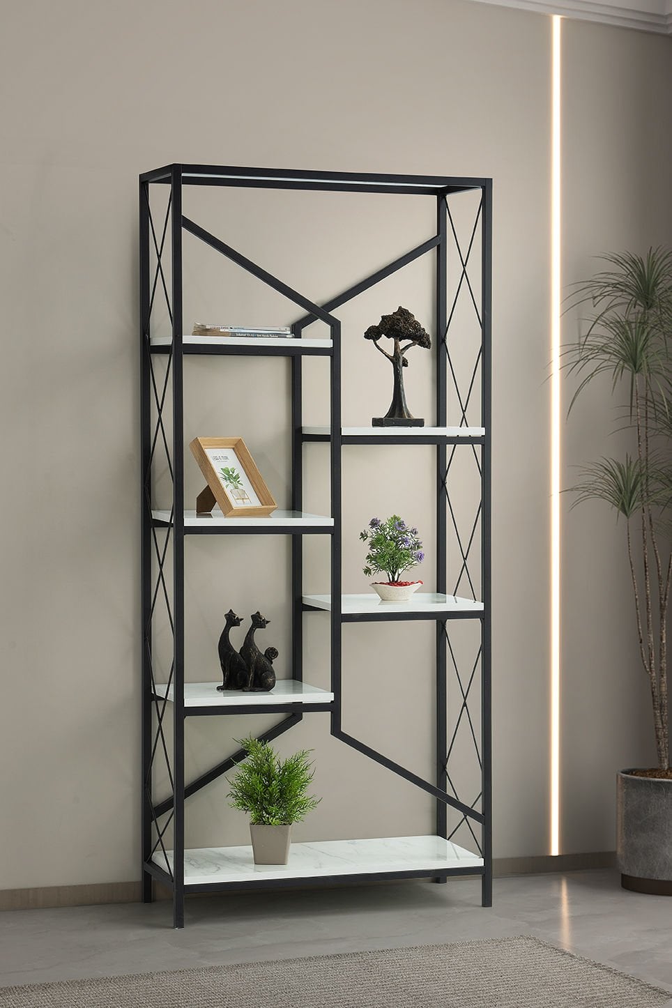 Levent Ktp.0014-494, Vega Kitaplık Marmo Siyah