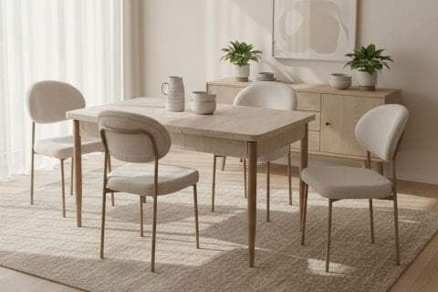 Levent Mtk.0269-708, 4005 Kelebek 80*130 Metal Masa+ 4 Damla Sandalye