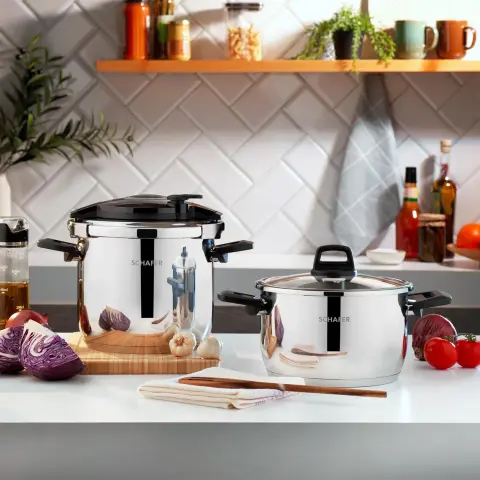 Schafer Optima Düdüklü Tencere Seti 4+6,5 L-siyah/gri