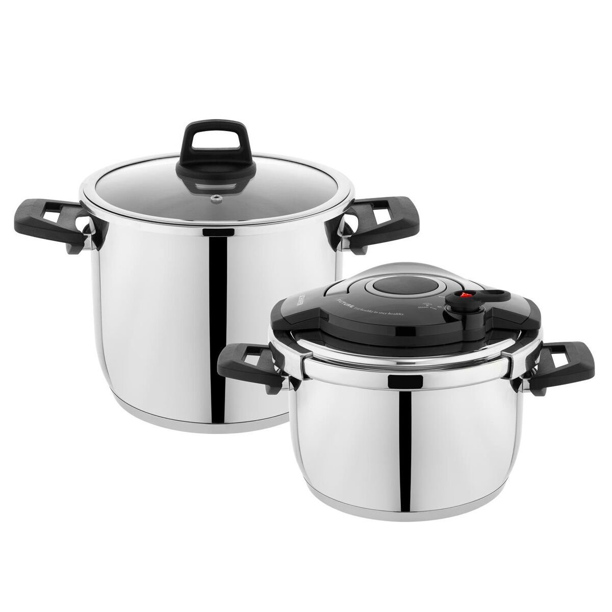 Schafer Cooky (Optima) Düdüklü Tencere Seti 4+6,5 L-Siyah/Gri