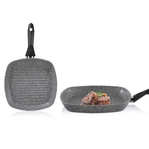 Schafer Cory Yanmaz Yapışmaz Kare Grill Tava - 28cm -Gri