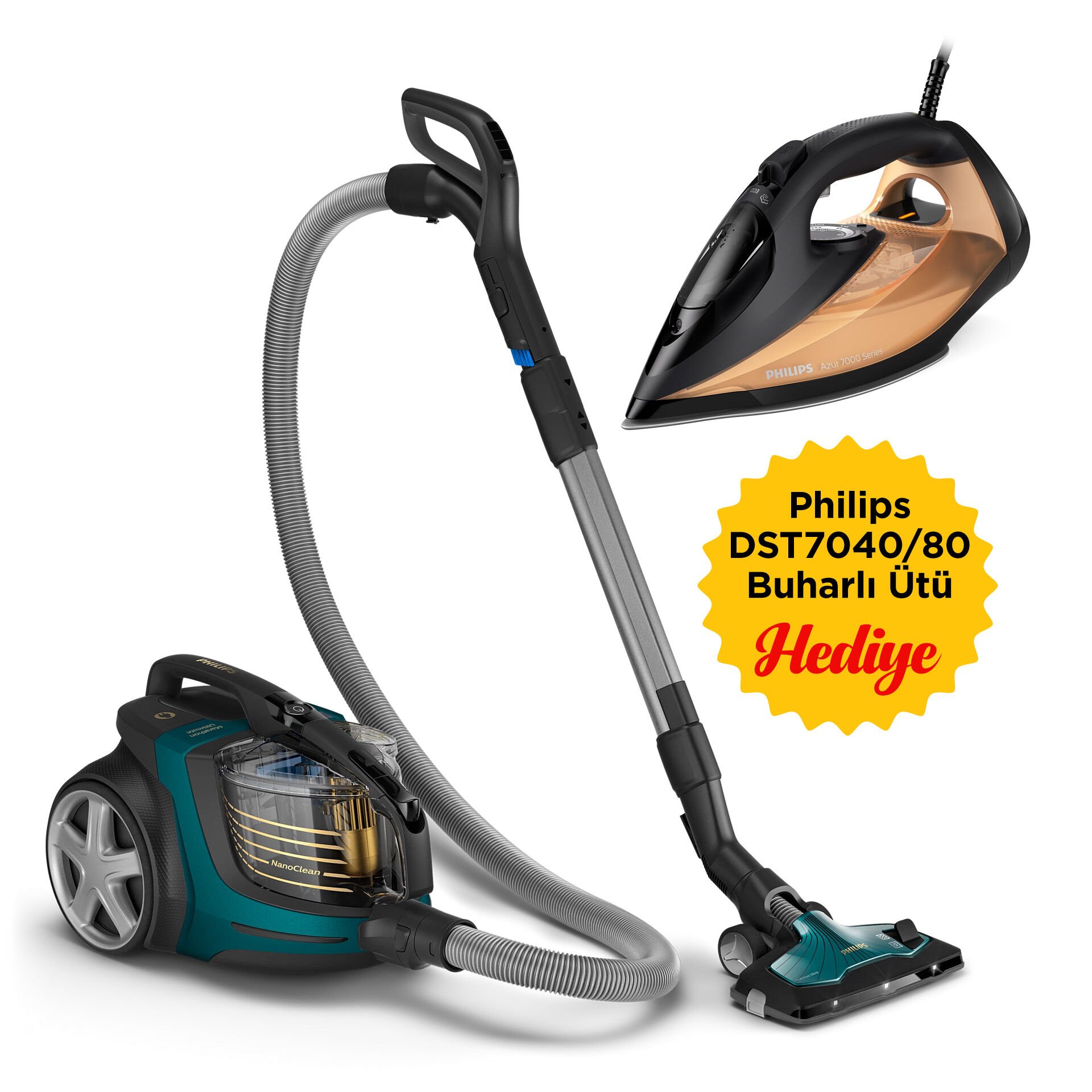 Philips BXA0067/00, XB9185/07 Toz Torbasız Süpürge (DST7040/80 Ütü Hediyeli)
