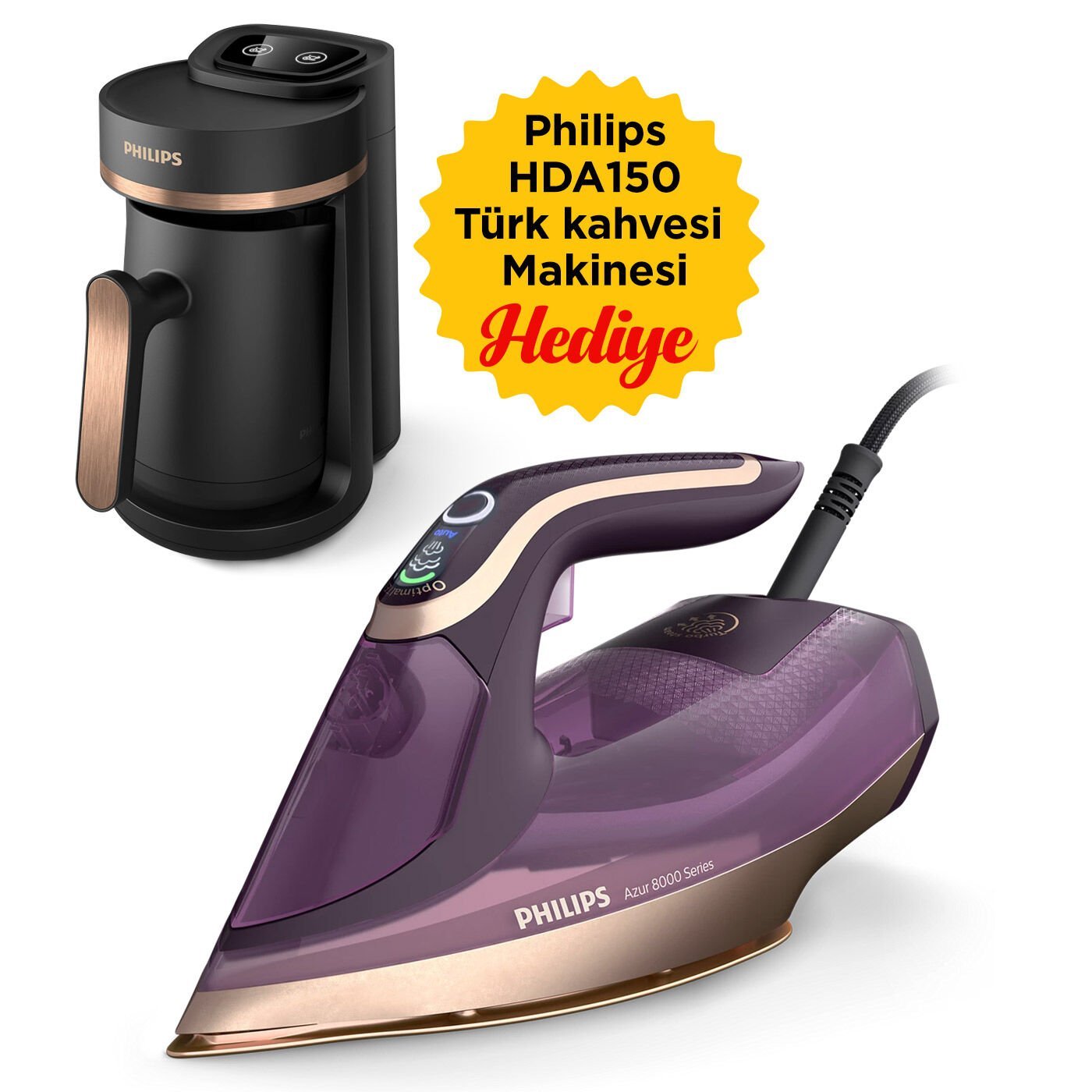 Philips BXA0069/00, DST8040/30 Azur Buharlı Ütü (HDA150 Kahve Makinesi Hediyeli)