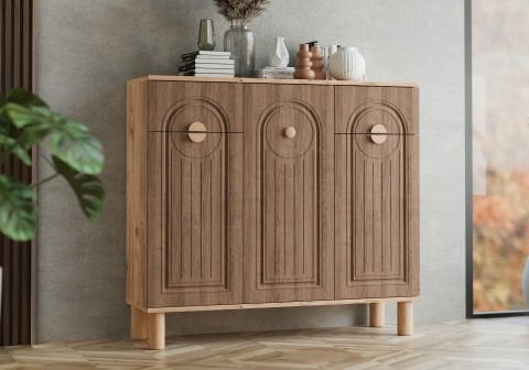 Levent Ayk.0009-246, Bohem 3 Kapılı 2 Çekmeceli Ayakkabılık Atlantik Çam Ceviz