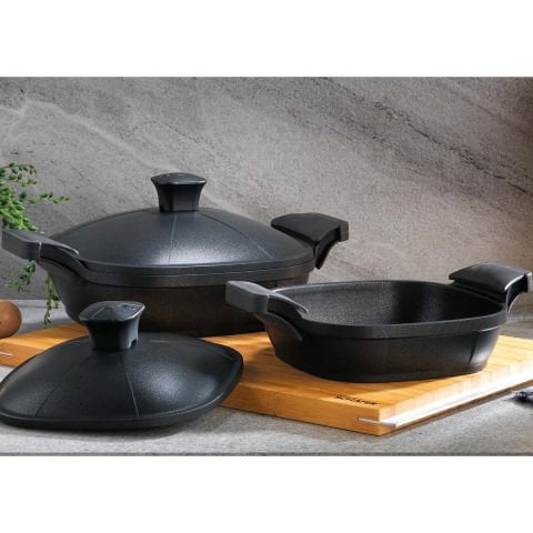 Schafer Felsen Yanmaz Yapışmaz Döküm Sahan Seti 2li -18+22cm