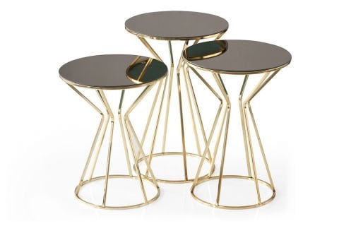Levent ZGN.0002-401, Vazo Zigon Sehpa Bronz Cam Gold Ayak