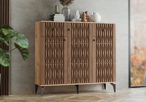 Levent Ayk.0008-246, Yıldız 3 Kapılı 2 Çekmeceli Ayakkabılık Atlantik Çam Ceviz