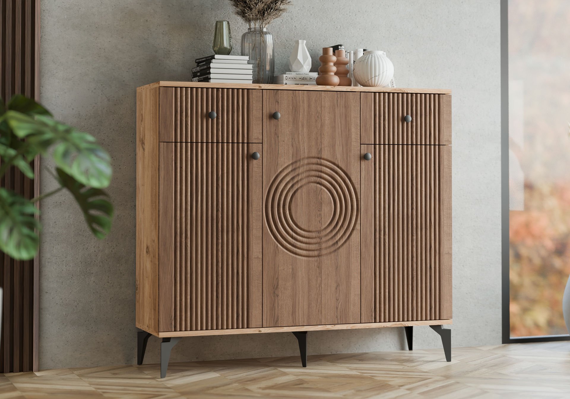 Levent Ayk.0007-246, Karya 3 Kapılı 2 Çekmeceli Ayakkabılık Atlantik Çam Ceviz