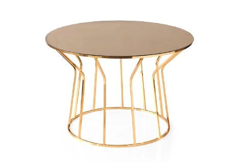 Levent ORT.0002-401, Vazo Orta Sehpa Bronz Cam Gold Ayak