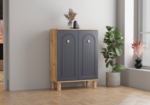 Levent Ayk.0013-285, Bohem 2 Kapılı Ayakkabılık Atlantik Çam Antrasit