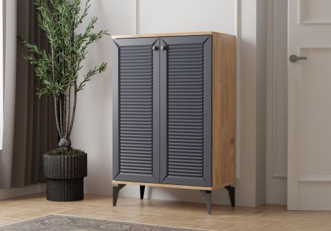 Levent Ayk.0014-285, Naz 2 Kapılı Ayakkabılık Atlantik Çam Antrasit