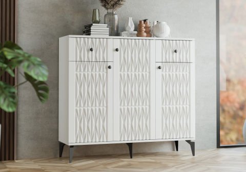 Levent Ayk.0008-203, Yıldız 3 Kapılı 2 Çekmeceli Ayakkabılık Beyaz