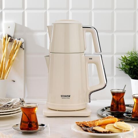Schafer Teaform Plus Paslanmaz Çay Makinesi-Krem