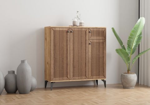 Levent Ayk.0010-246, Naz 3 Kapılı 1 Çekmeceli Ayakkabılık Atlantik Çam Ceviz