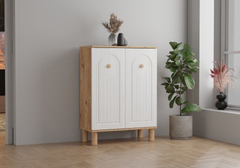 Levent Ayk.0013-283, Bohem 2 Kapılı Ayakkabılık Atlantik Çam Beyaz