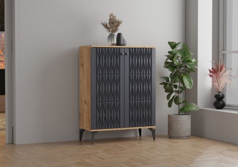 Levent Ayk.0012-285, Yıldız 2 Kapılı Ayakkabılık Atlantik Çam Antrasit