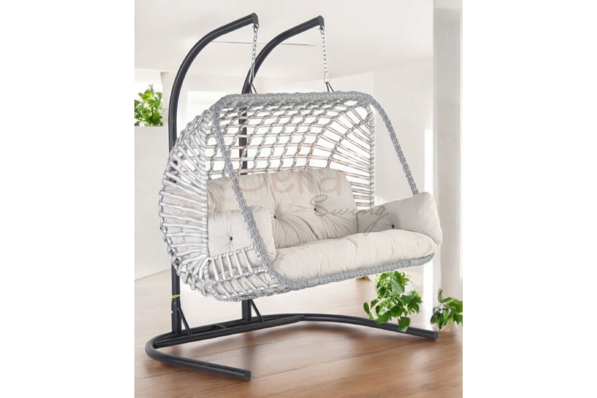 Levent Slc.0010-665, Kareli İkili Salıncak Beyaz Siyah