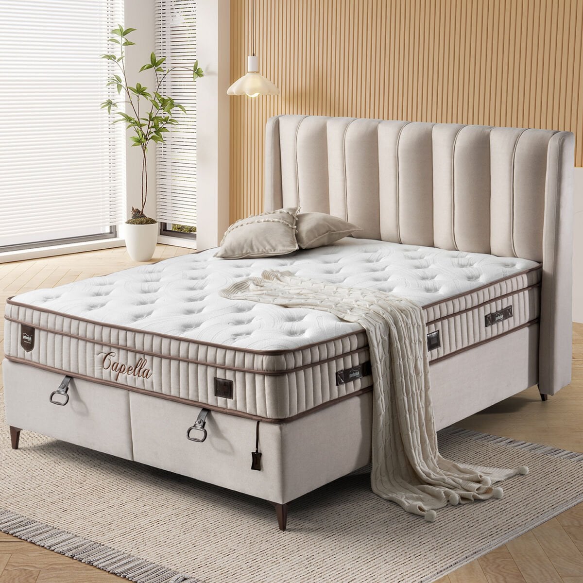 Pofuduk Capella 120x200 Yatak Baza Başlık Set