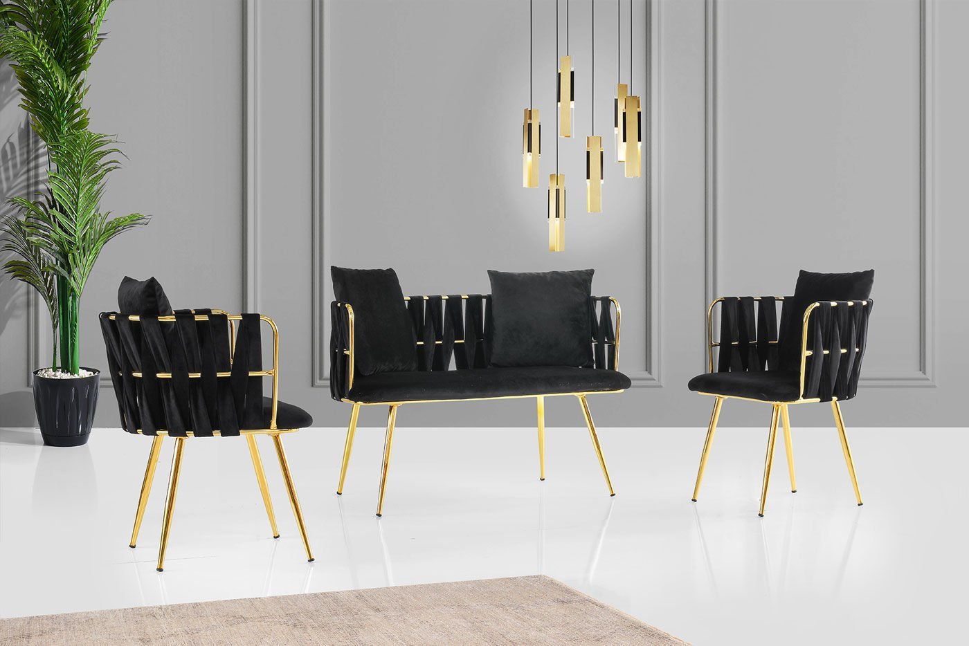 Levent CAY.0001-609, 5093 Lizbon Çay Seti Siyah Gold