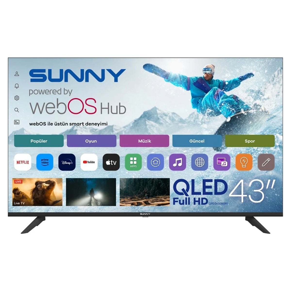 Sunny 43'' FHD QLED Milan Webos 2.0 Siyah TV