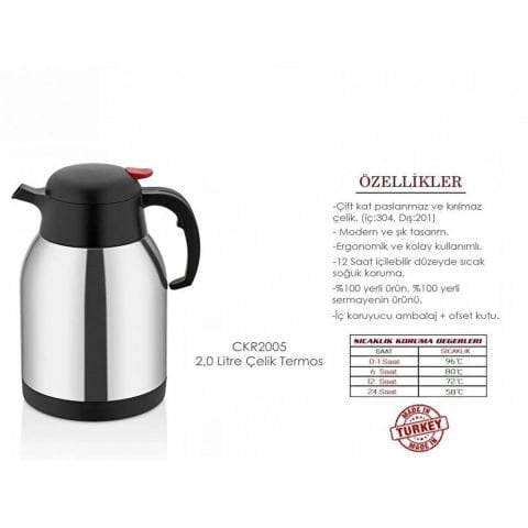 Cooker CKR2005 2 Lt Çelik Termos (Sürahi)