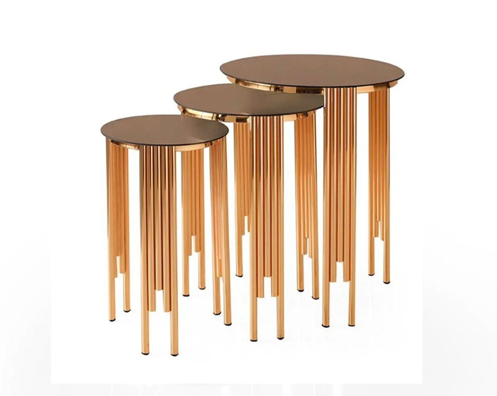 Levent ZGN.0010-401, 5521 Sütun Zigon Sehpa Bronz Cam Gold Ayak