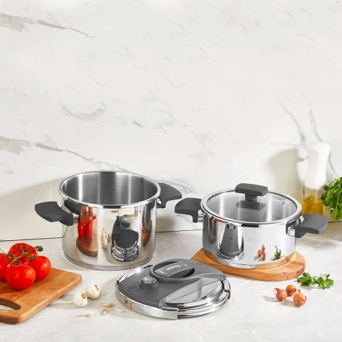 Amboss Eni-8699 Enio 4 Parça Paslanmaz Çelik Matik Düdüklü Set 4 Lt + 6 Lt