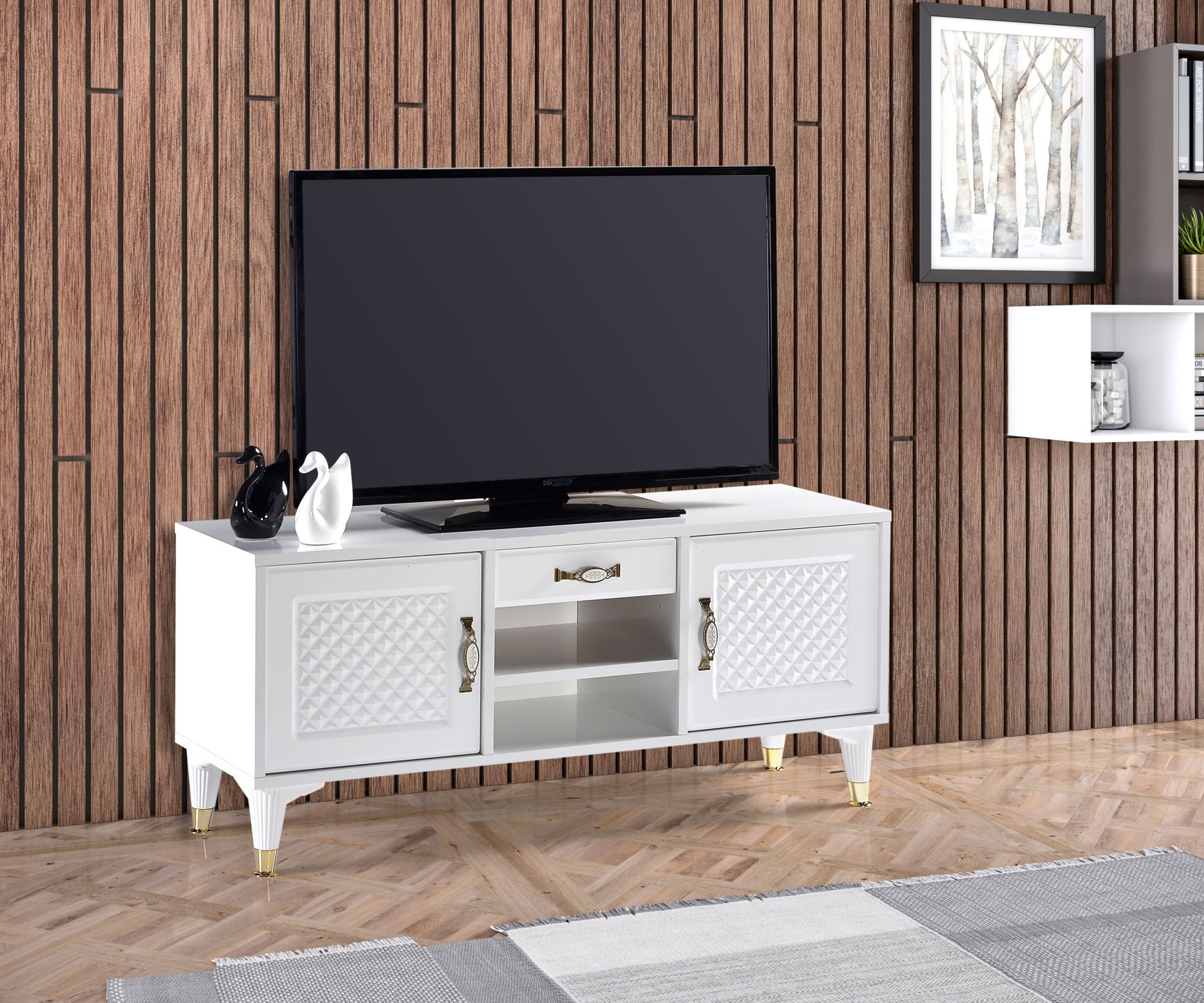 Levent Tvu.0010-203, Baklava Tv Sehpası 120 Cm Beyaz