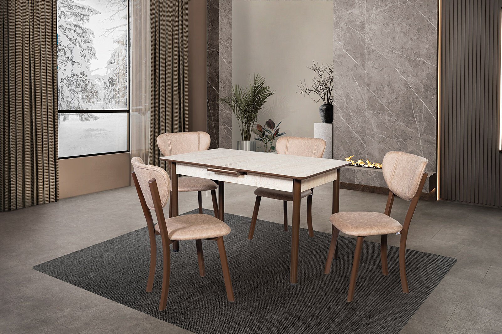 Always T590 Masa & 4 Ad. C590 Sandalyeli Masa Takımı